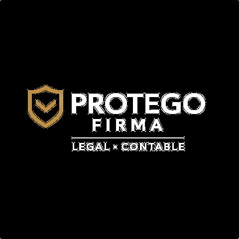 Protego Firma logo with gold shield and checkmark, white text reading Legal Contable on black background